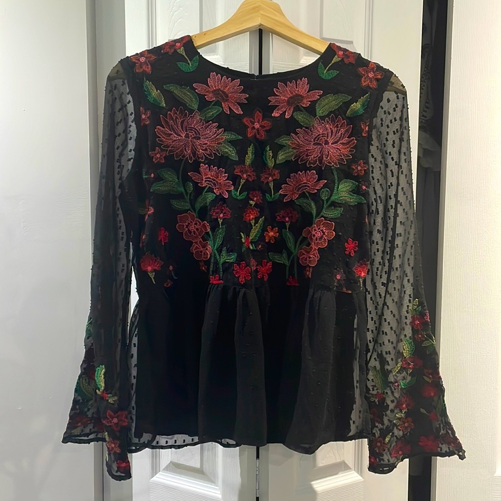 Embroidered black blouse